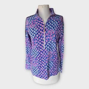 Lilly Pulitzer Skipper Popover 1/4 Zip Toe In Royal Purple Women’s Medium NWOT